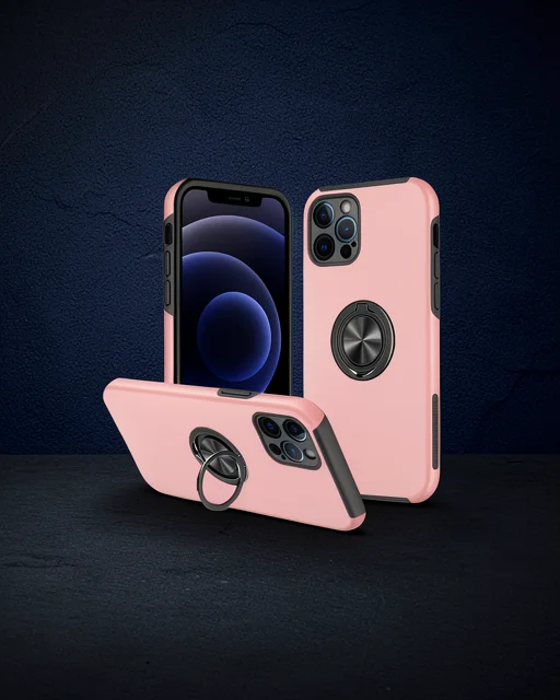 Apple İphone 12 Pro Max Kılıf Elit Yüzüklü Kapak - Pembe