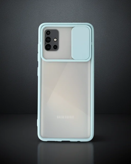 Samsung Galaxy A71 Kılıf Palm Buzlu Kamera Sürgülü Silikon - Turkuaz