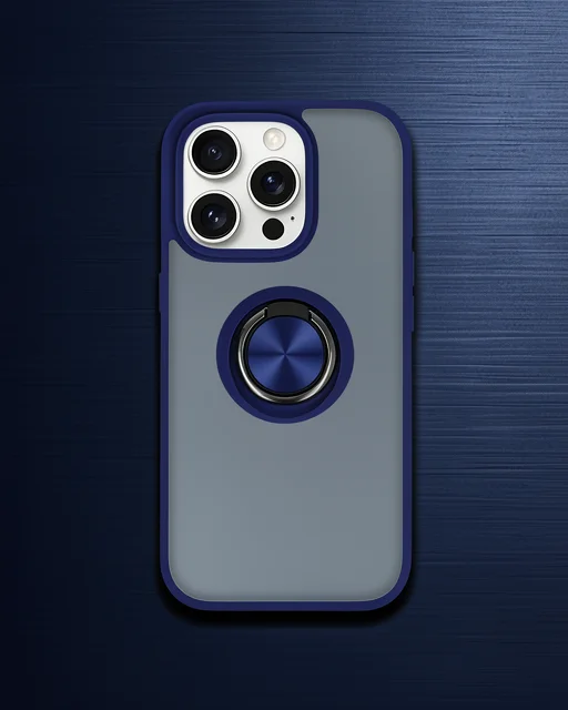 Apple İphone 16 Pro Max Kılıf Montreal Yüzüklü Silikon Kapak - Lacivert