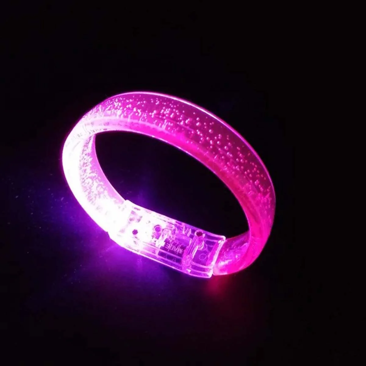 Pembe Led Işıklı Baskı Yapılabilen Pilli Bileklik Bilezik 1,5 cm Genişlik görsel 4