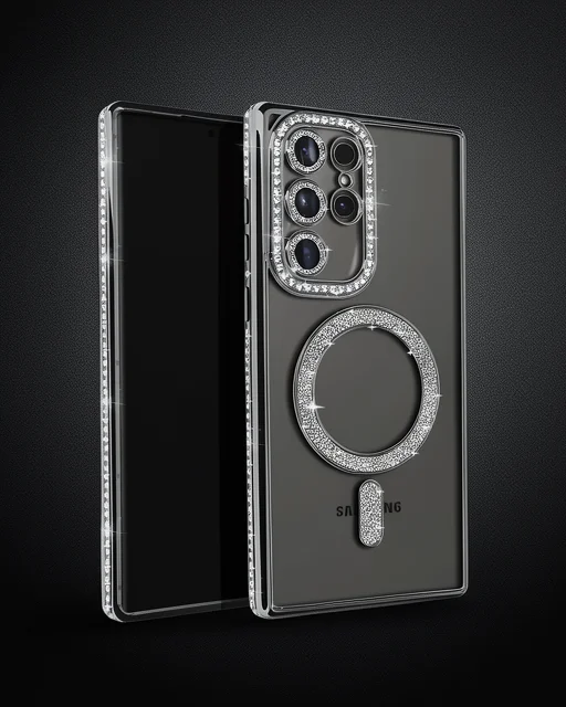 Samsung Galaxy S25 Ultra Kılıf Joke Simli Magneticsafe Kılıf - Siyah