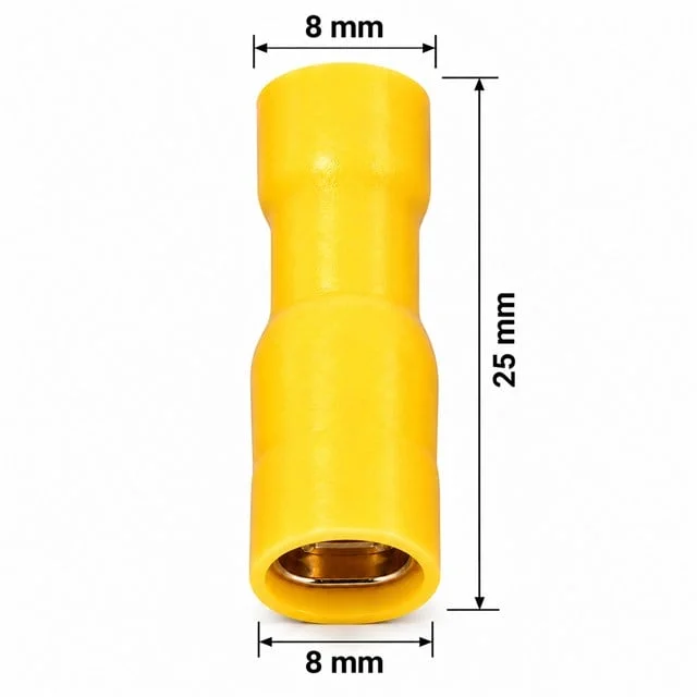 PM-39075 4-6mm2 Kesit 25x8x8mm Soket Sarı İzoleli Kablo Pabucu (100’lü Paket) görsel 3