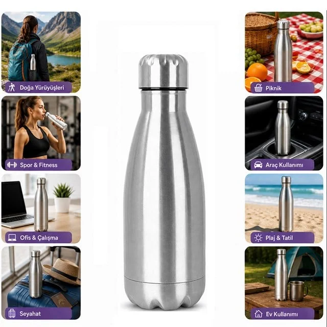 SN-25713 Şişe Tipi 500 Ml. Paslanmaz Çelik Termos