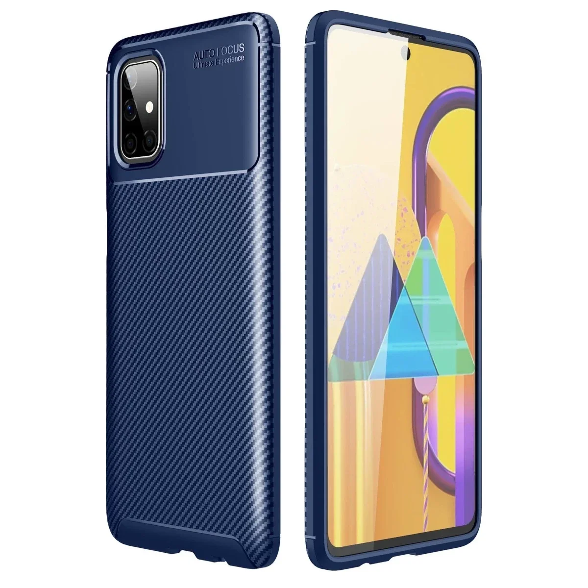 Samsung Galaxy M51 Kılıf Auto Focus Karbon Kapak - Lacivert görsel 3
