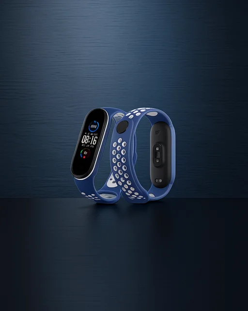 Xiaomi Mi Band 4 Spor Delikli Kordon - Lacivert-beyaz