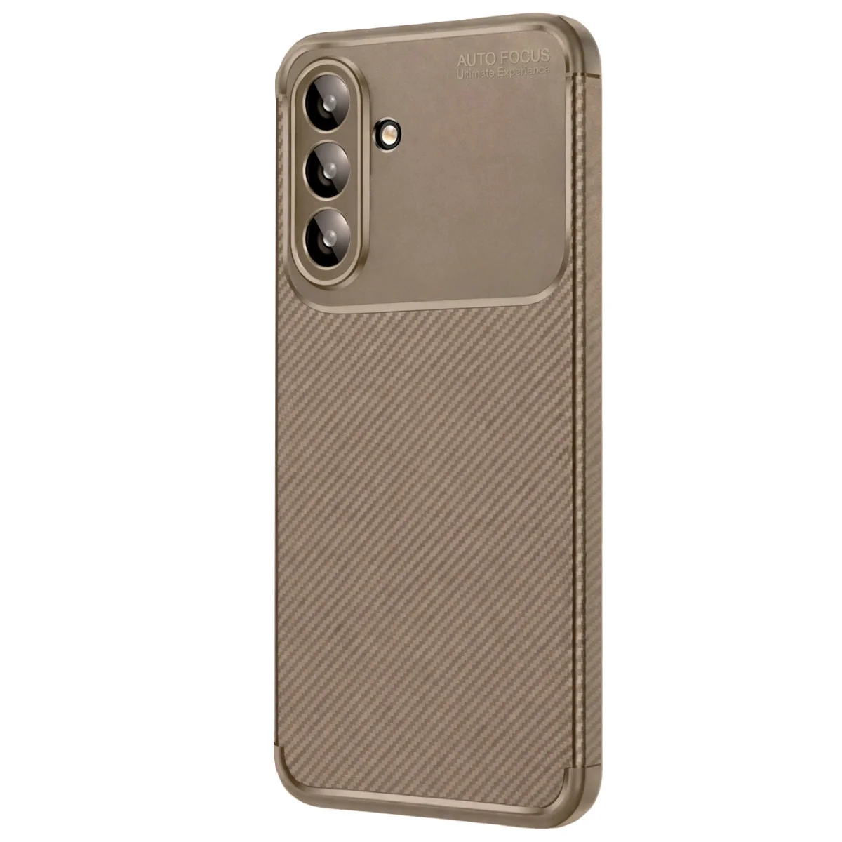 Samsung Galaxy A56 Kılıf Auto Focus Karbon Kapak - Kahverengi görsel 3