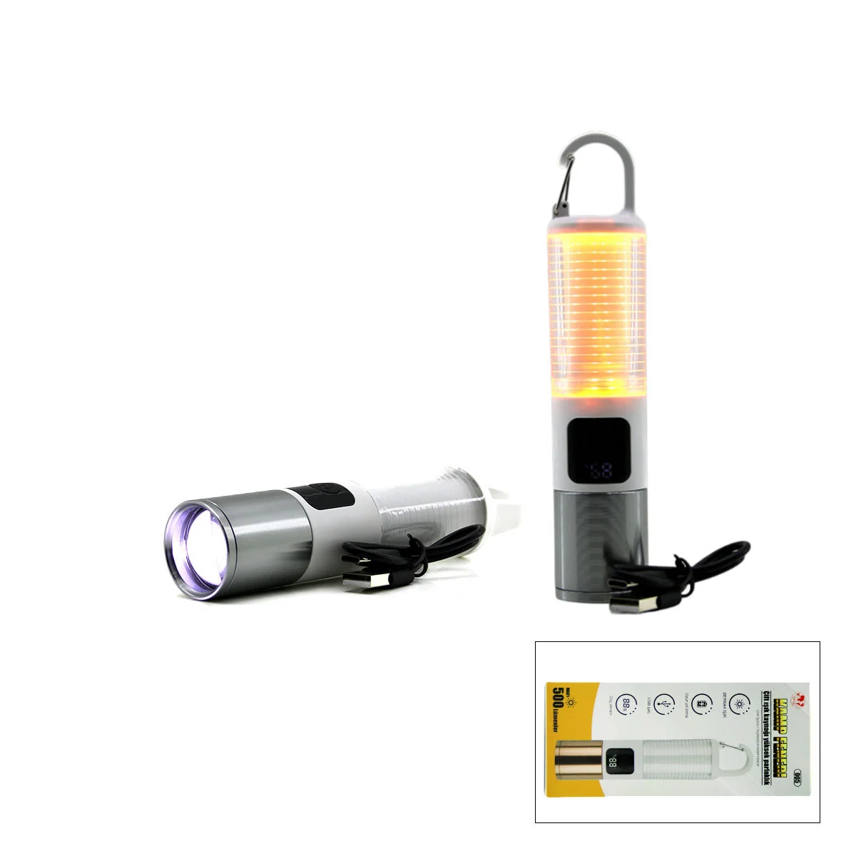 USB Şarjlı Zoom El Feneri - 6 Modlu (Kamp & Çok Amaçlı) görsel 2