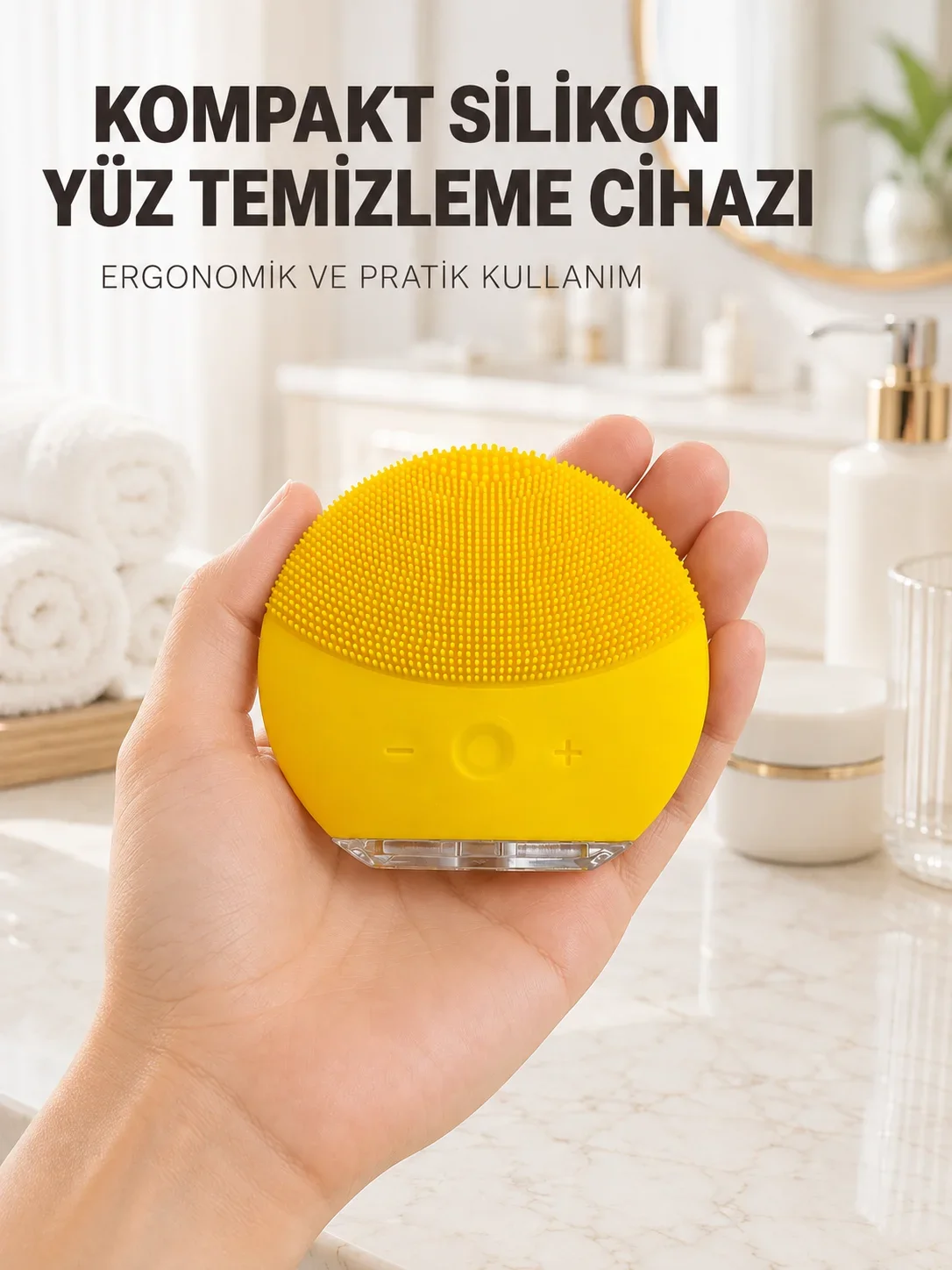 Silikon Yüz Tezleme Fırçası Titreşim Ayarlı USB Şarjlı Cilt Bakım Cihazı