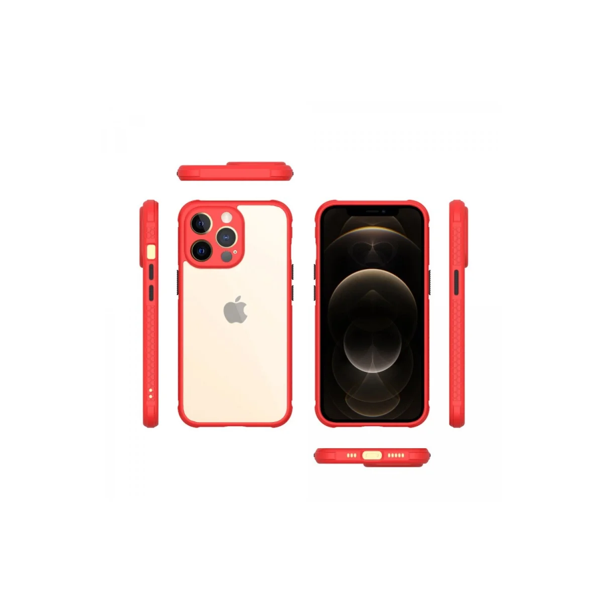 Apple İphone 13 Pro Kılıf Miami Şeffaf Silikon - Kırmızı görsel 2