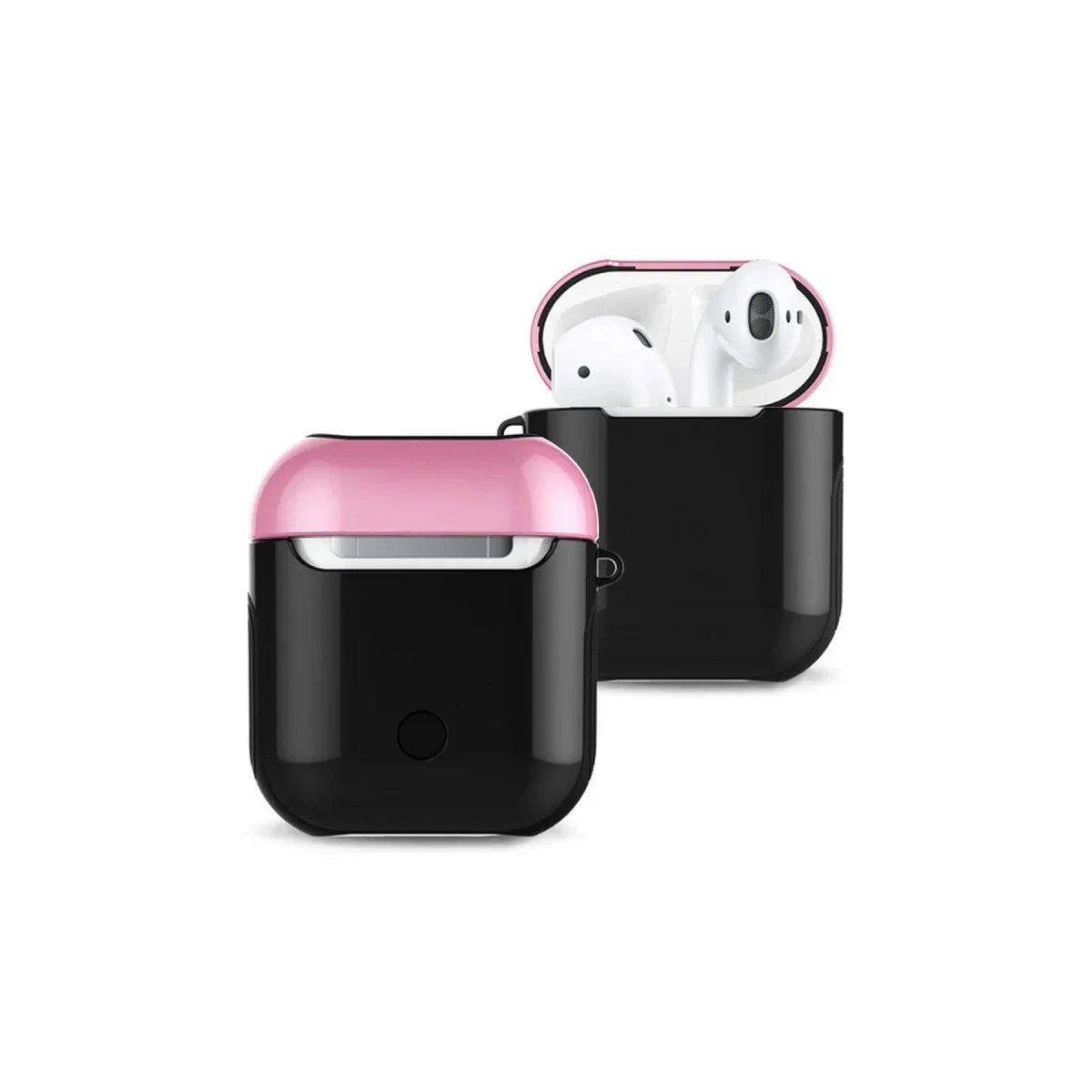 Apple Airpods 2 (2.nesil) 3in1 Kılıf - Siyah-Pembe