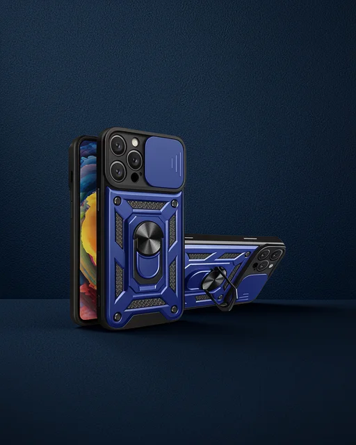 Apple İphone 16 Pro Max Kılıf Pars Lens Yüzüklü Silikon - Lacivert
