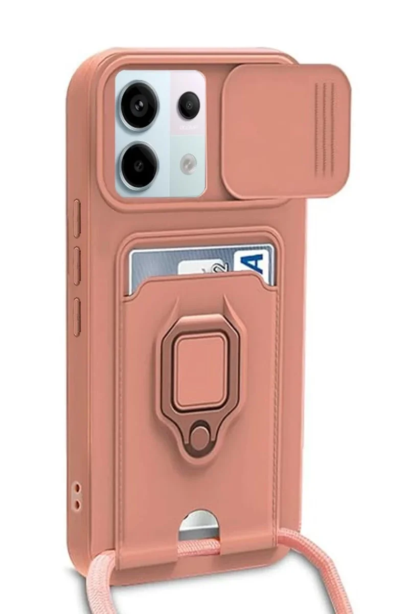 Xiao Red Note 13 Pro 5G Kılıf Zuma Kartvizitli Yüzüklü Silikon - Pembe