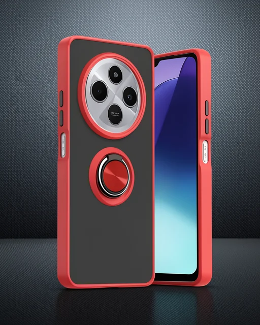 Xiaomi Redmi 14c Kılıf Montreal Yüzüklü Silikon Kapak - Kırmızı