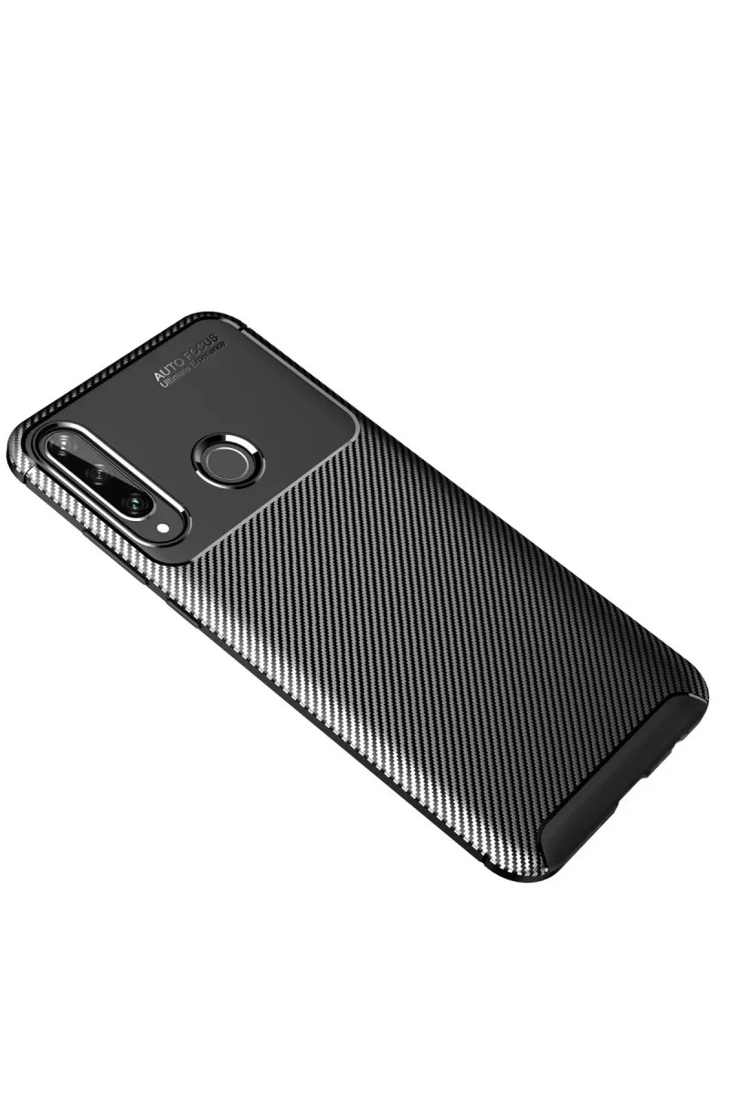Huawei Y6P Kılıf Auto Focus Karbon Kapak - Siyah görsel 2