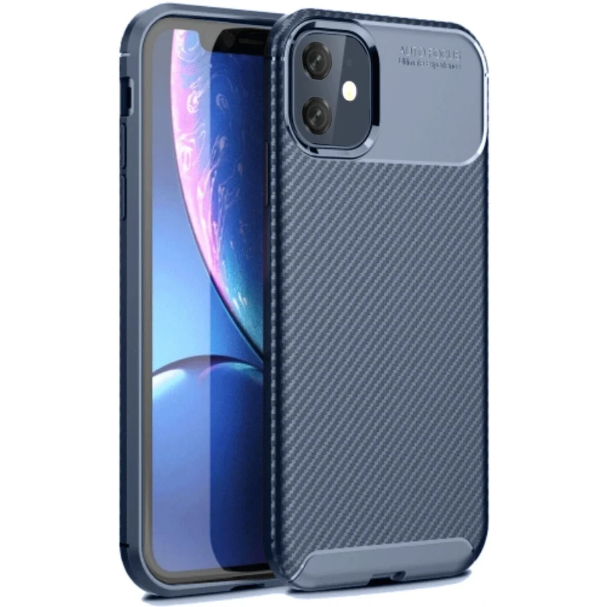 Apple iPhone 11 Kılıf Auto Focus Karbon Kapak - Lacivert