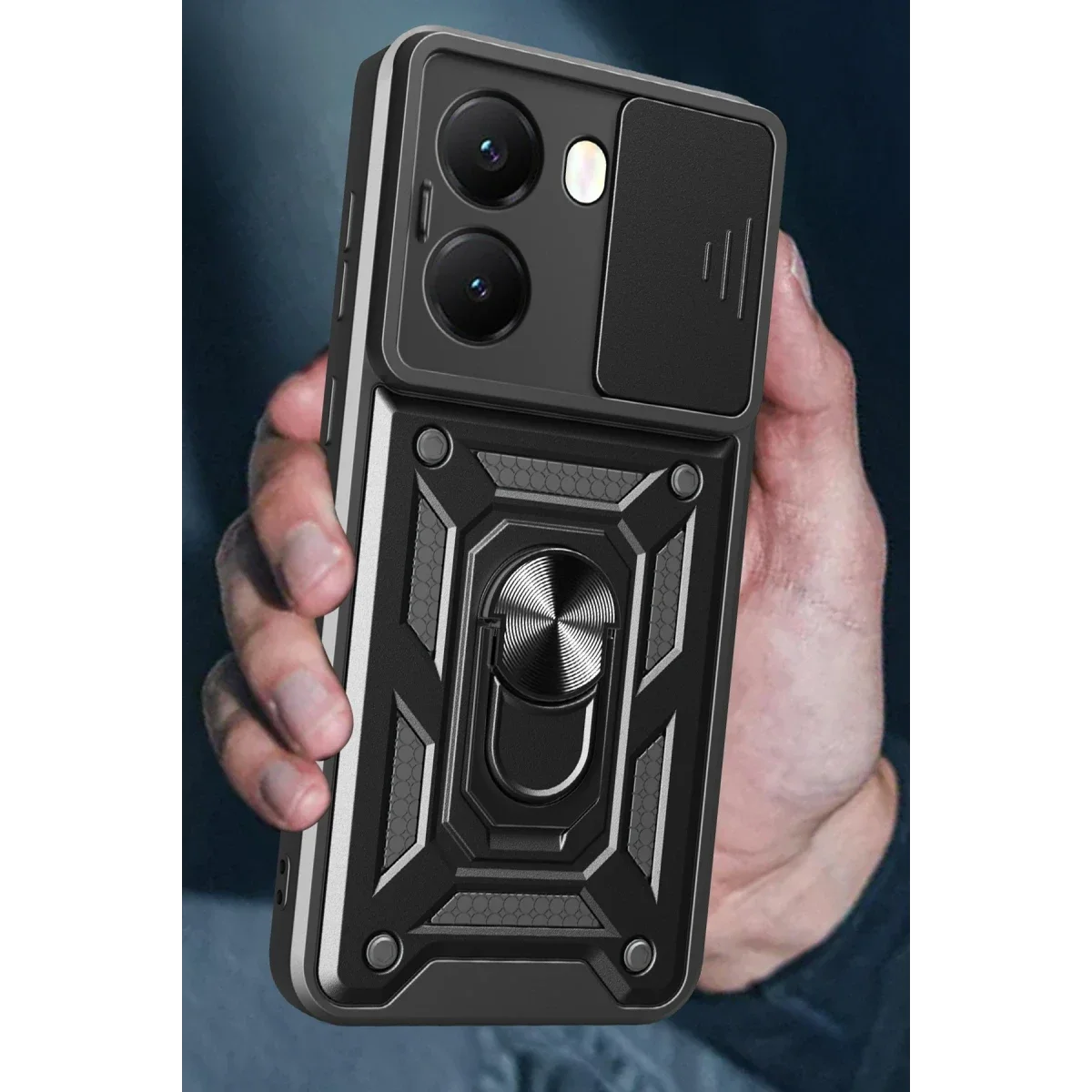 Xiaomi Poco X7 Pro Kılıf Pars Lens Yüzüklü Silikon - Lacivert görsel 4