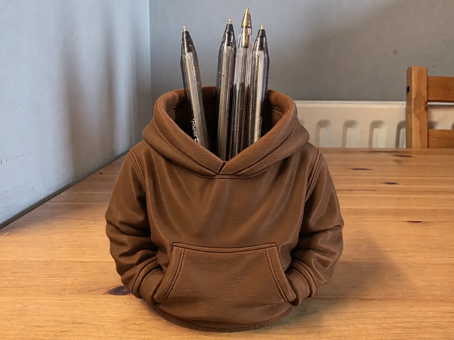 3D Baskı Kapüşonlu Sweatshirt Kalemlik - Masaüstü Organizer-Kahverengi