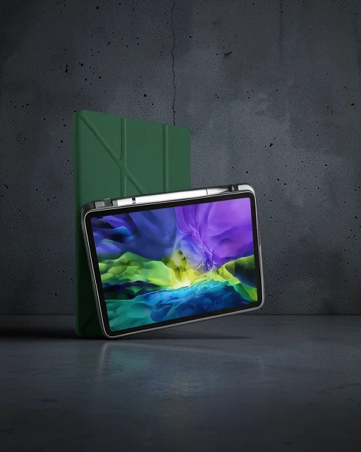 Apple İpad Pro 11 (2024) Kılıf Kalemlikli Mars Tablet Kılıfı - Koyu Yeşil