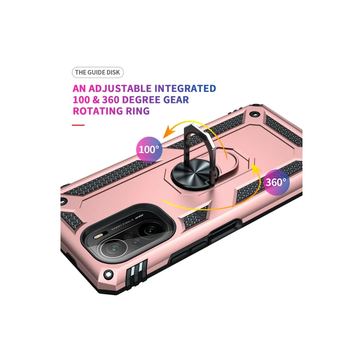 Xiaomi Poco F3 Kılıf Sofya Yüzüklü Silikon Kapak - Rose görsel 8