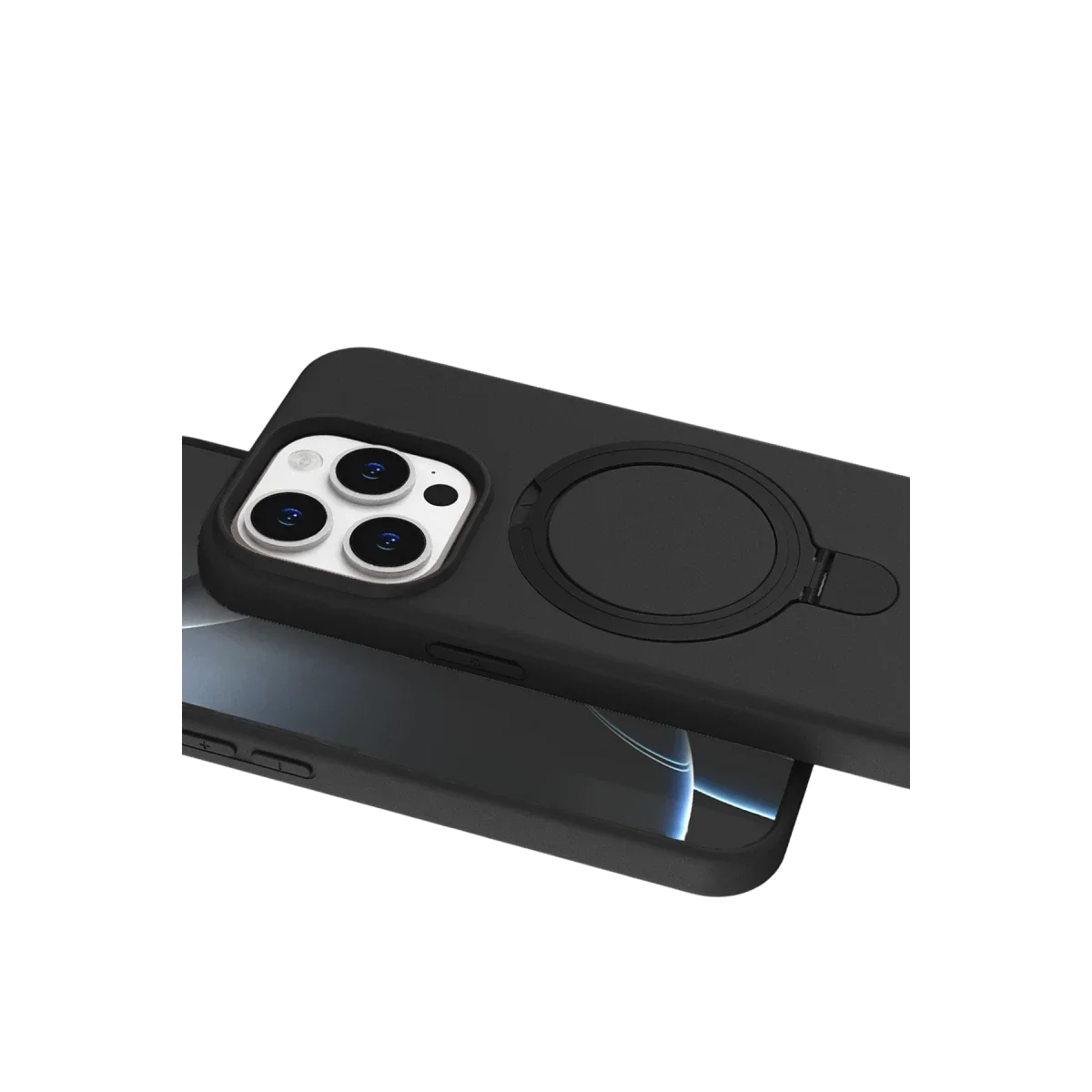 Apple iPhone 15 Pro Max Regal Magsafe Standlı Kapak - Siyah görsel 4