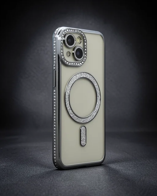 Apple İphone 13 Kılıf Joke Simli Magneticsafe Kılıf - Gri