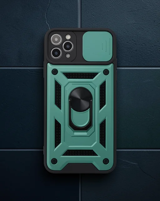 Apple İphone 11 Pro Kılıf Pars Lens Yüzüklü Silikon - Yeşil