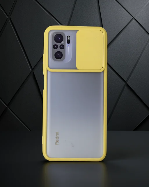 Xiaomi Redmi Note 10 Kılıf Palm Buzlu Kamera Sürgülü Silikon - Sarı