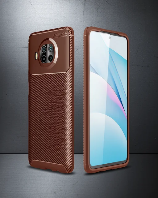Xiaomi Mi 10t Lite Kılıf Auto Focus Karbon Kapak - Kahverengi