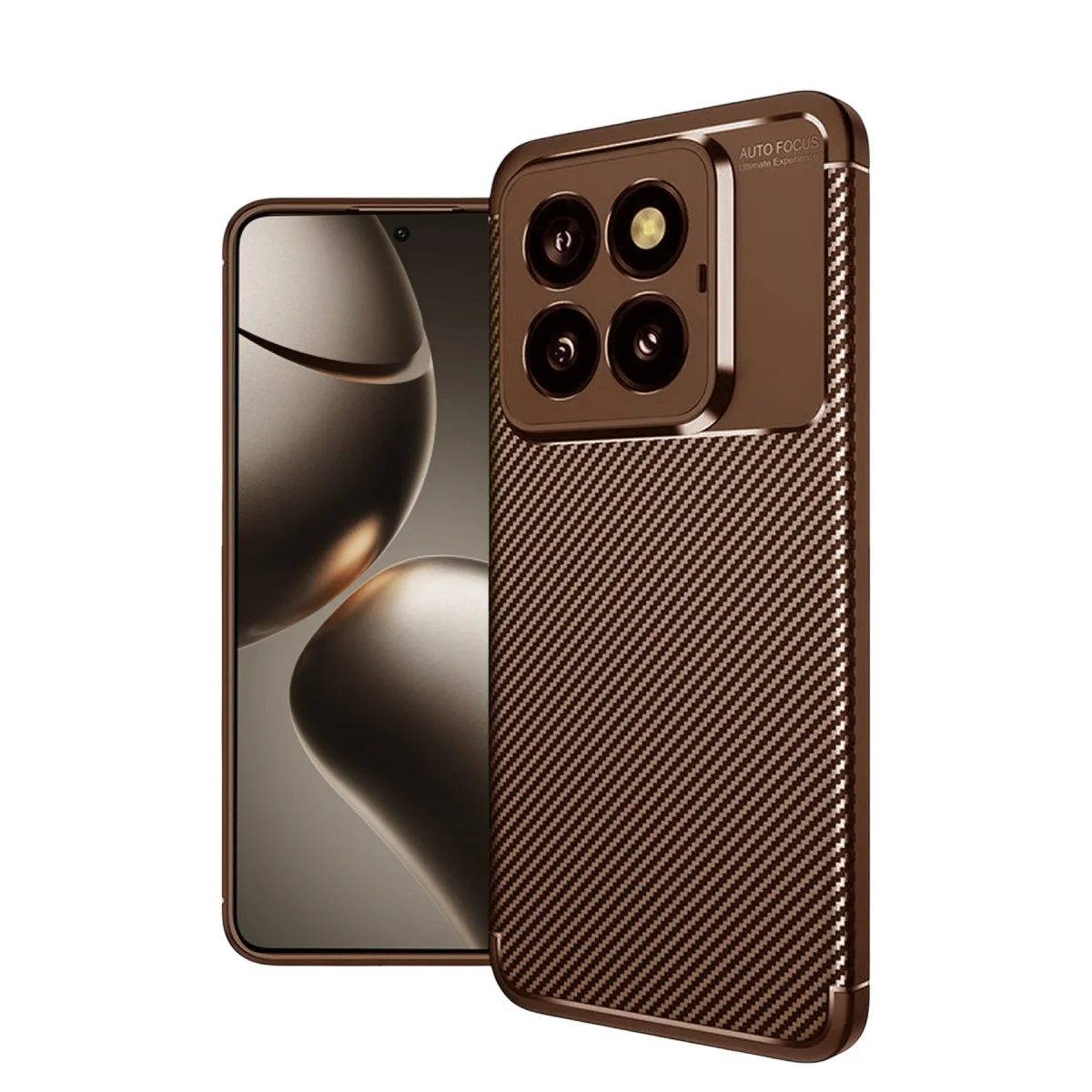 Xiao 14t Pro Kılıf Auto Focus Karbon Kapak - Kahverengi