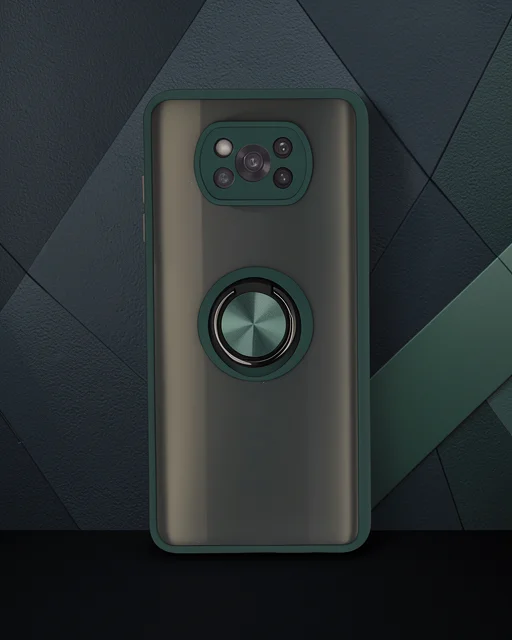 Xiaomi Pocophone X3 Kılıf Montreal Yüzüklü Silikon Kapak - Yeşil