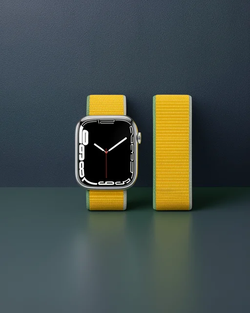 Apple Watch 42mm Hasırlı Cırtcırtlı Kordon - Sarı