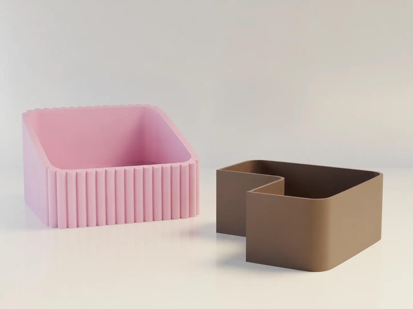 3D Baskı Fıstık Kasesi - Çift Hazneli Kabuk Ayırıcı Sunum Kasesi - Pembe Kahverengi görsel 2