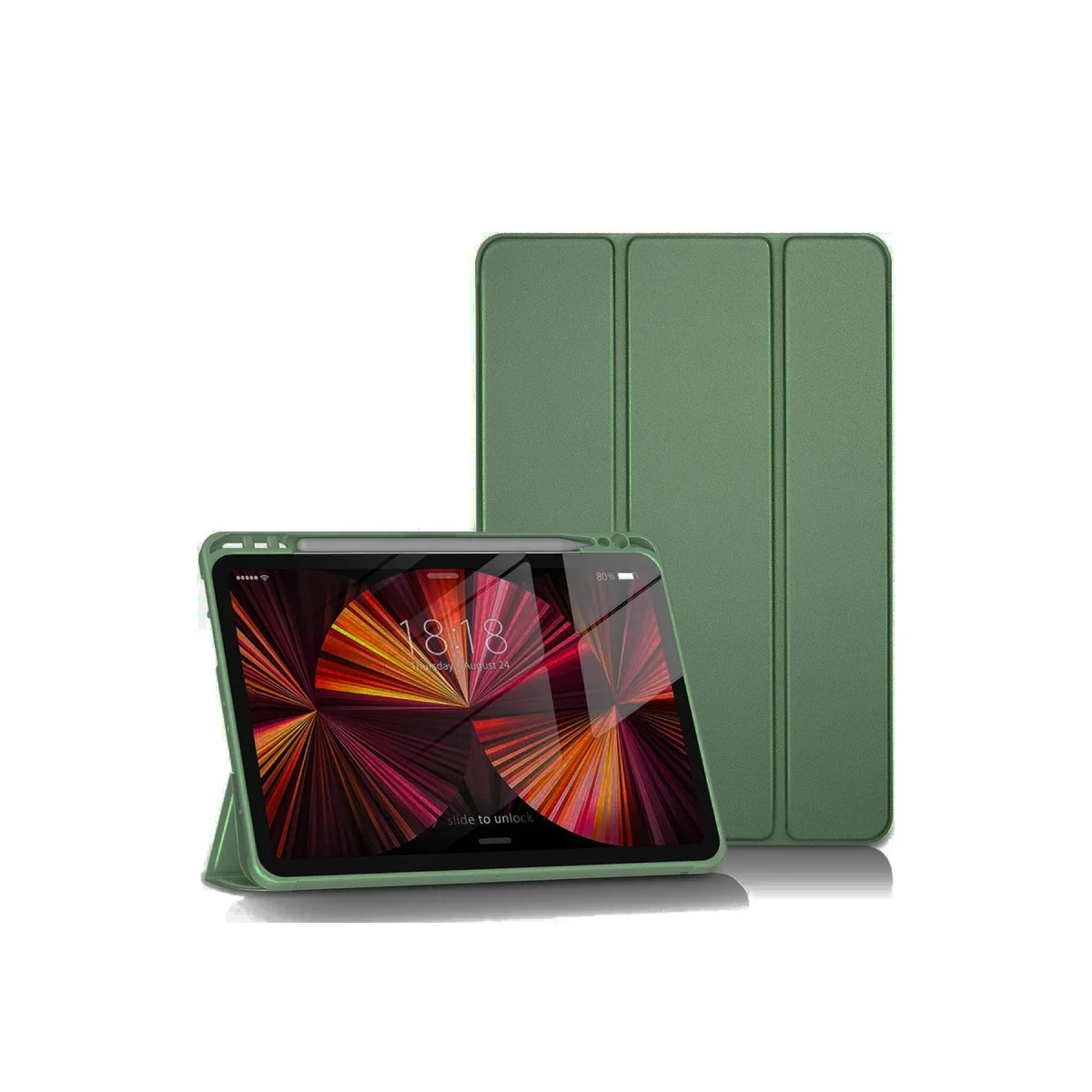 Apple iPad Pro 11 (2024) Kılıf Tablet Smart Kılıf - Koyu Yeşil görsel 3