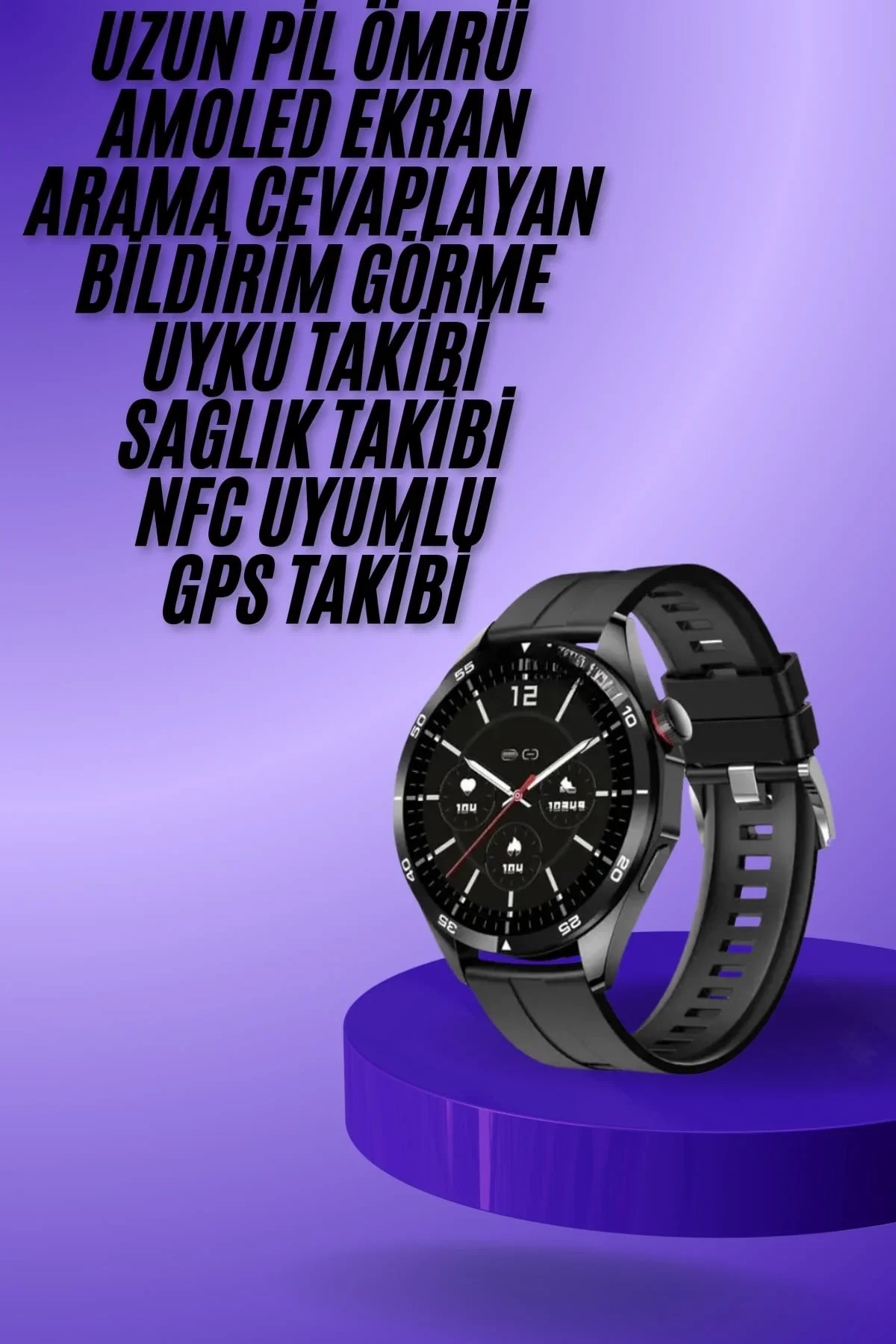 Amoled Ekran 3 Kordonlu Akıllı Saat 5.0 Bluetooth Bağlantılı Android ve İOS Uyumlu görsel 2