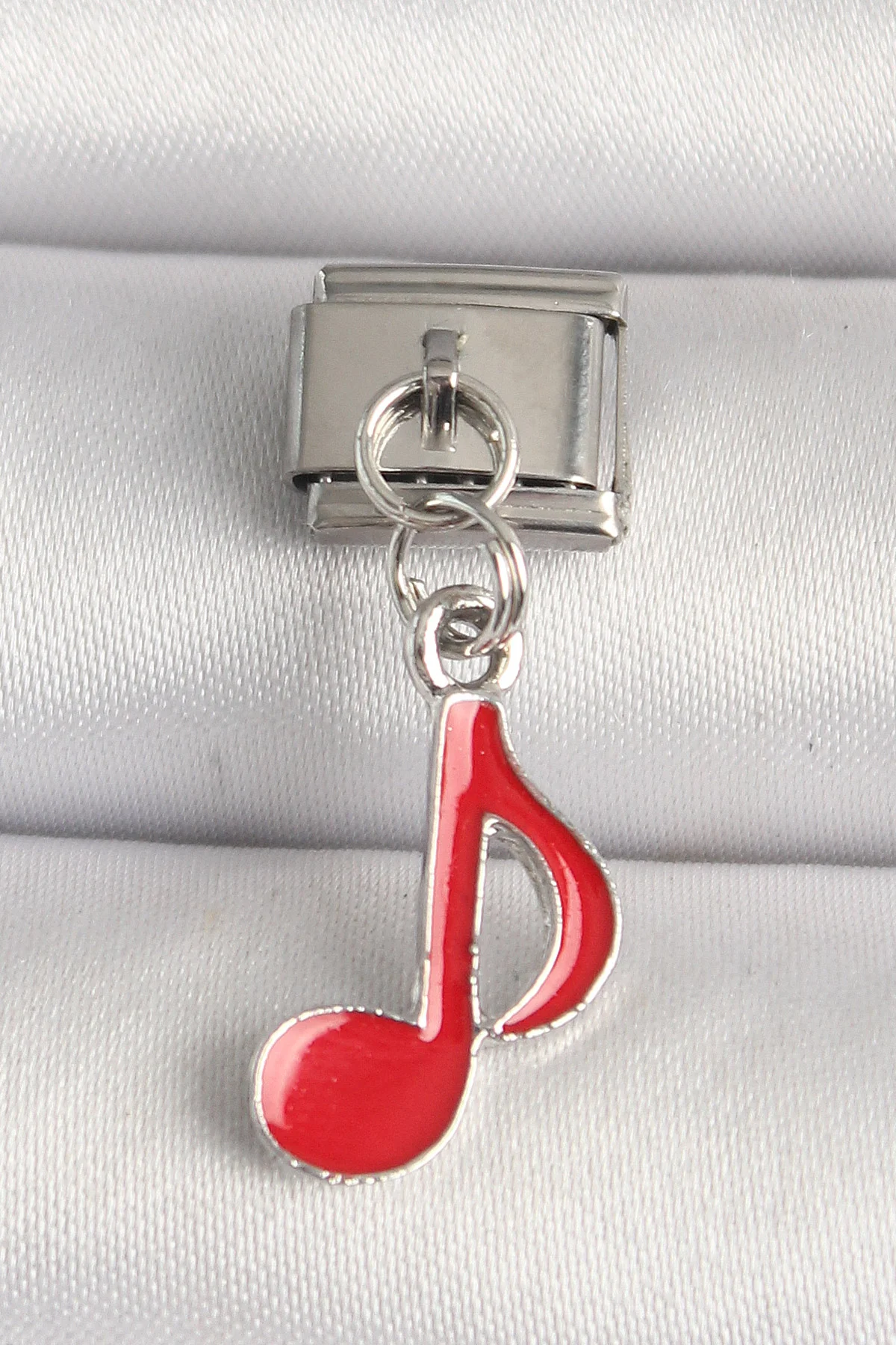 316L Çelik Gümüş Renk Kırmızı Müzik Nota Model Nonation Charm