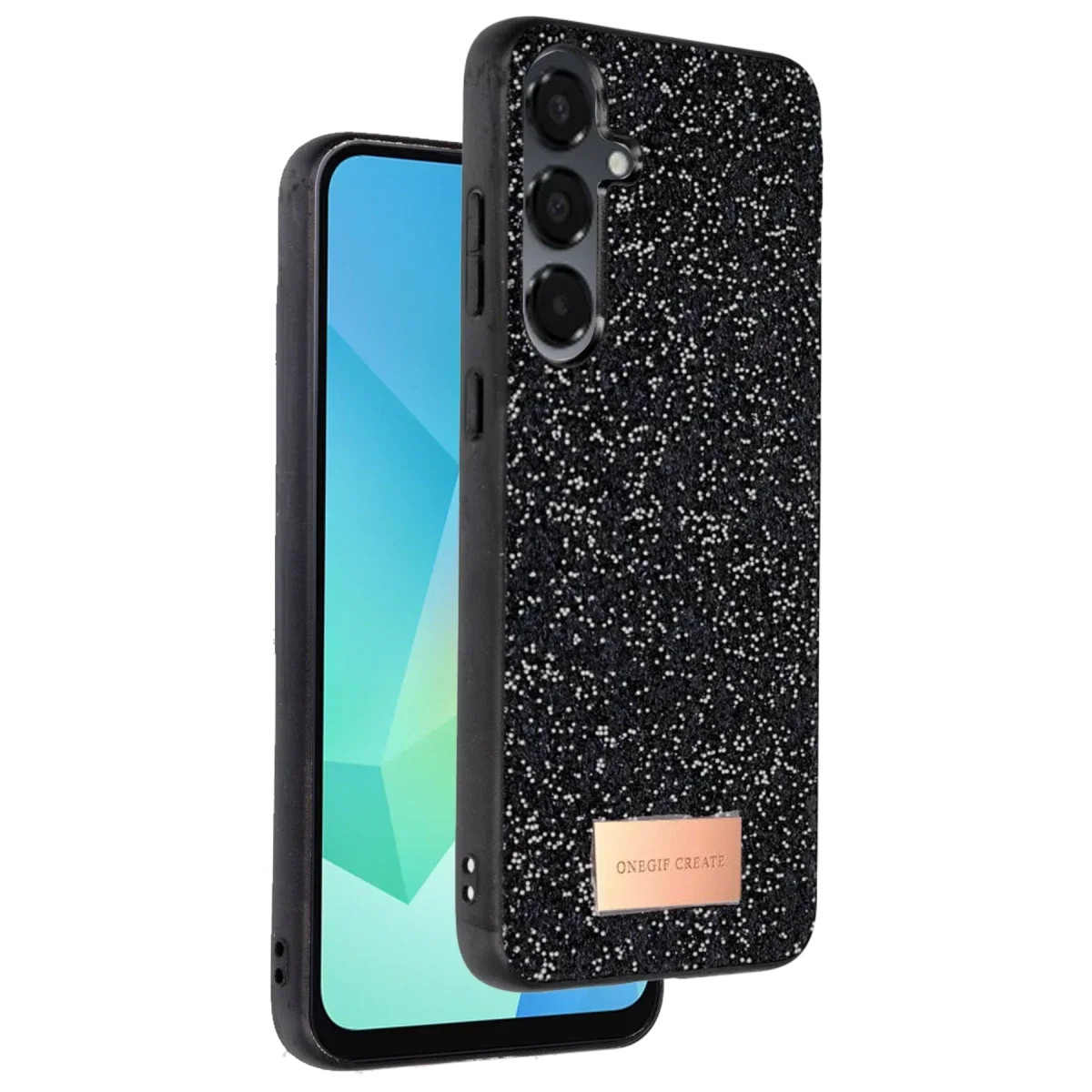 Onegif Samsung Galaxy A36 Bright Simli Kapak - Siyah