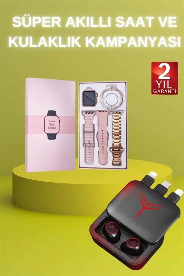 Powerbank Özellikli Bluetooth Kulaklık ve Nabız Ölçer Akıllı Saat Bileklik Hediyeli görsel 2