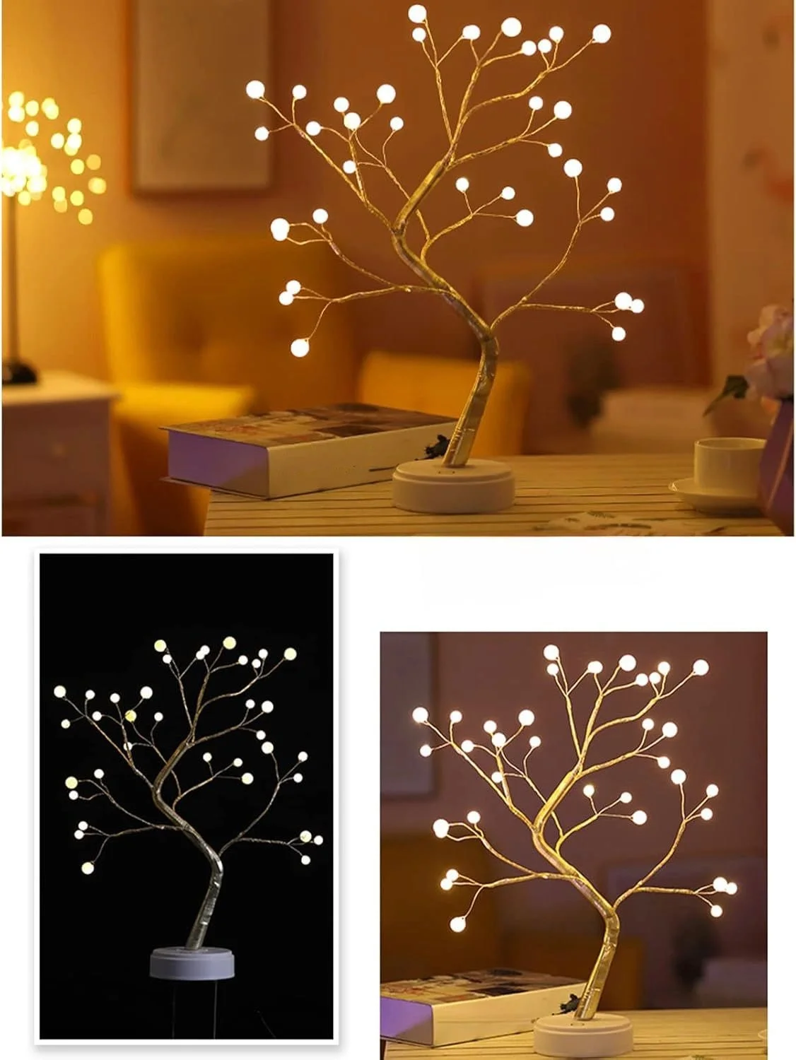 Işıklı Ağaç İnci Led Dekoratif Masa Üstü Led Işık görsel 2