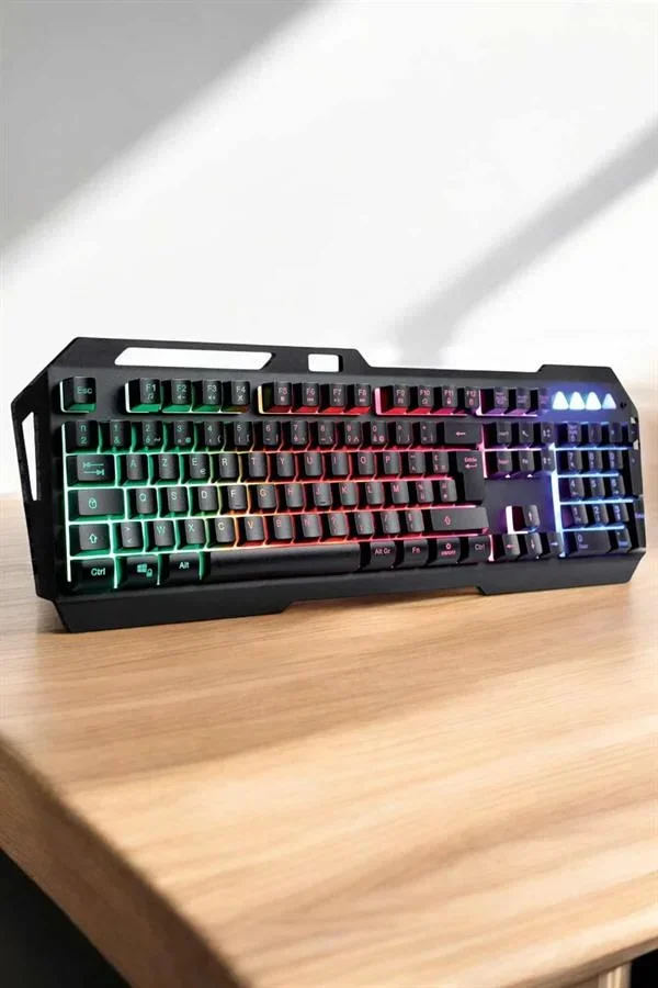 Q Klavye RGB Işıklı Klavye Ve Mouse Seti Kablolu Mouse Hediyeliş görsel 4