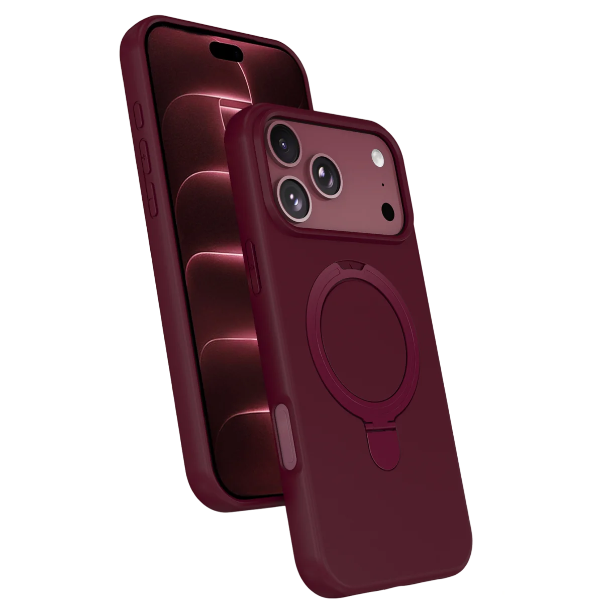 Apple iPhone 18 Pro Regal Magsafe Standlı Kapak - Bordo