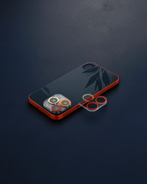 Apple İphone 13 Pro Max Renkli Kamera Lens Koruma Cam - Turuncu-kırmızı