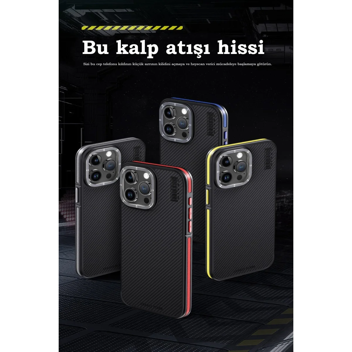 Joko Apple İphone 15 Pro Max Kılıf Arad 600d Kevlar Karbon Fiber Magsafe Kapak - Kırmızı görsel 4