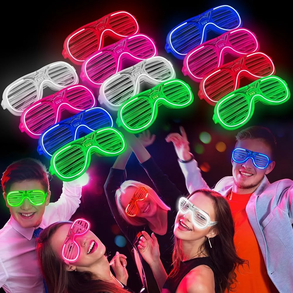 Glow Model 3 Farklı Fonksiyonlu Işıklı Panjur Parti Gözlüğü Karışık Renk 12 Adet görsel 2