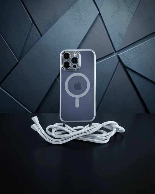 Apple İphone 12 Pro Max Kılıf Divo Lazer Askılı Magsafe Kapak - Gümüş