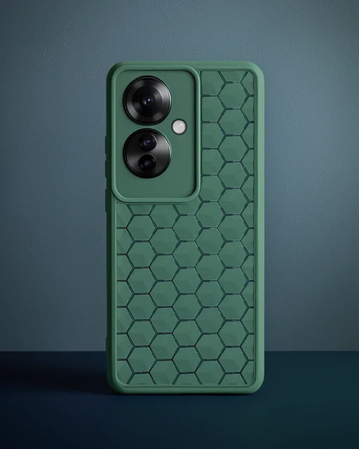 Oppo Reno 11f Kılıf Petek Silikon Kapak - Koyu Yeşil