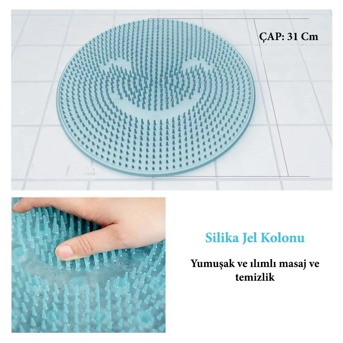 Silikon Fırçalı Banyo Masaj Matı ve Ayaklar için Topuk Masaj Paspası görsel 7