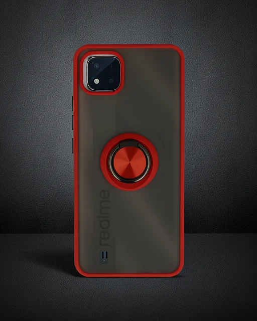 Realme C11 2021 Kılıf Montreal Yüzüklü Silikon Kapak - Kırmızı