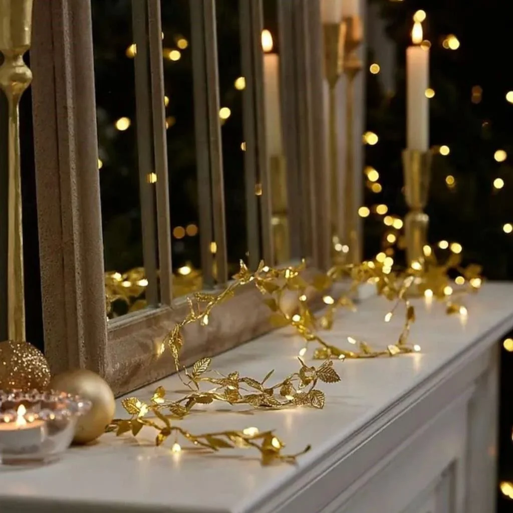3 Metre Yaldızlı Gold LED Işık – Dekoratif Ortam Aydınlatması görsel 2