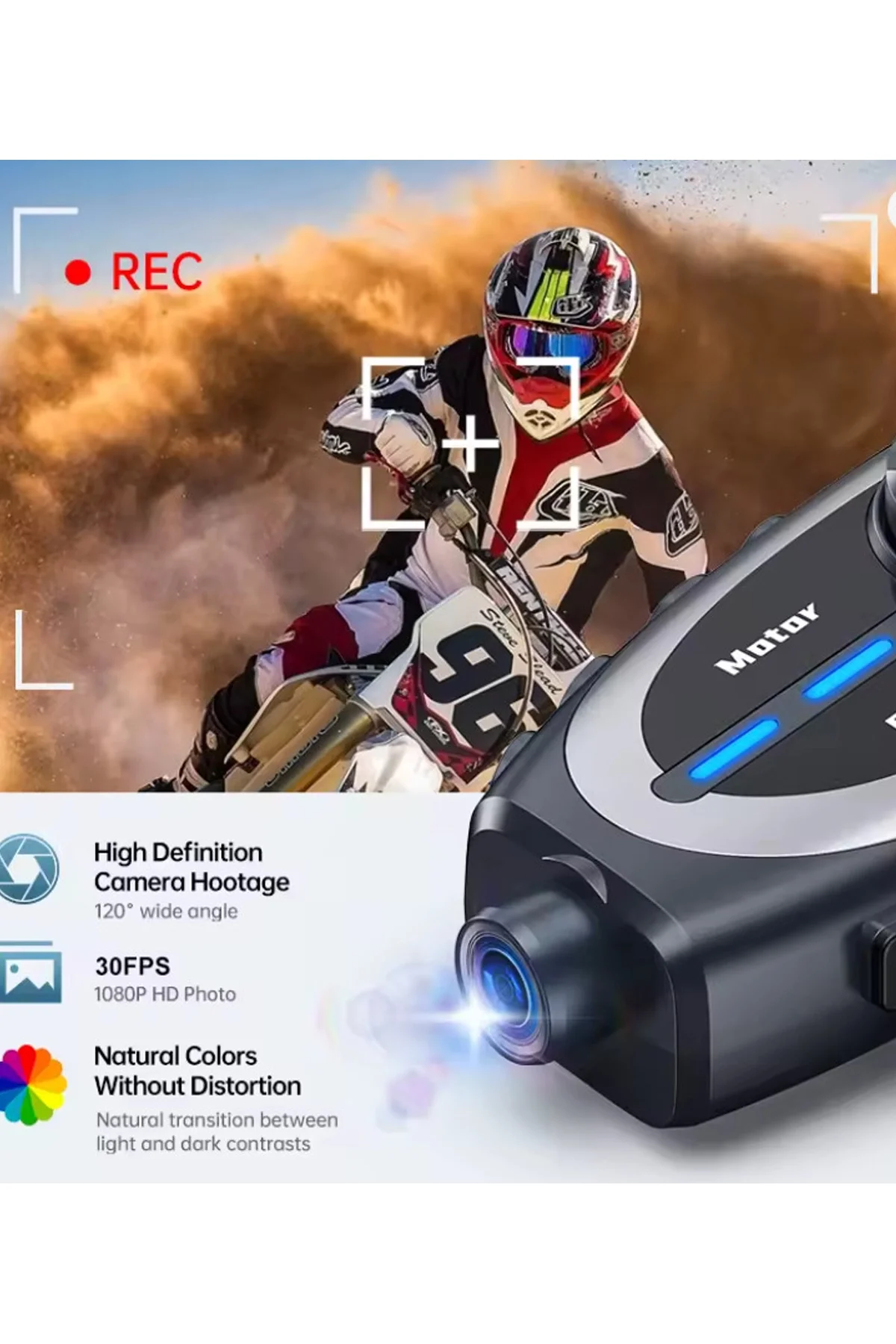 Q29 Motosiklet Kask Bluetooth Kulaklık Eşleşmeli 1080P Kamera Geniş açı Su Geçirmez Intercom görsel 4
