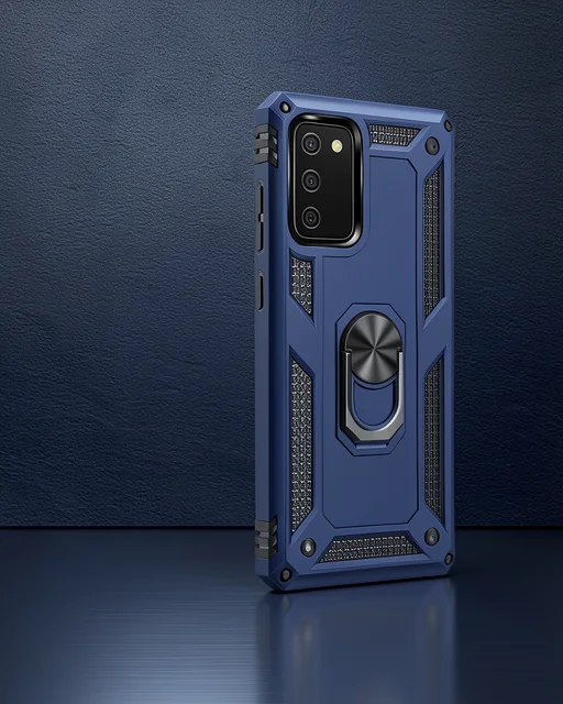 Samsung Galaxy A03s Kılıf Sofya Yüzüklü Silikon Kapak - Lacivert